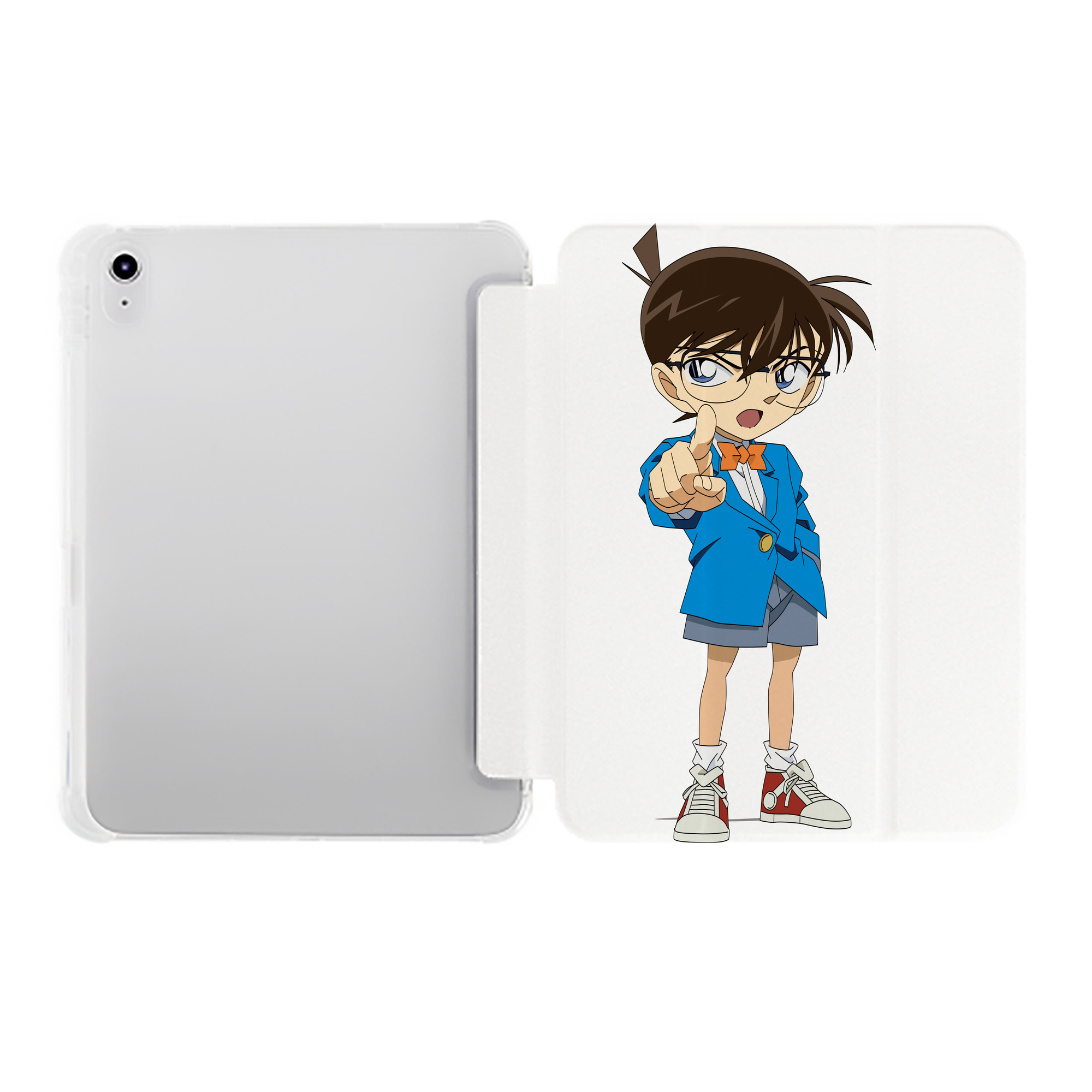 （画像用） 名探偵コナン 江戸川 コナン Detective Conan Conan Edogawa IPad ケース ペン収納付き 三つ折りスタンド PUレザー×シリコン 対応機種9.5/10.5/10.9インチ